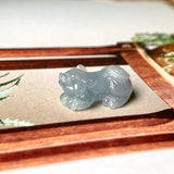 A-Grade Natural Greyish Blue Jadeite Pig Pendant No.172203