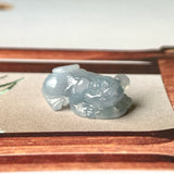 A-Grade Natural Greyish Blue Jadeite Pig Pendant No.172203
