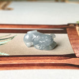 A-Grade Natural Greyish Blue Jadeite Pig Pendant No.172203