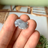 A-Grade Natural Greyish Blue Jadeite Pig Pendant No.172203