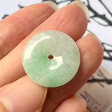 A-Grade Natural Moss on Snow Jadeite Donut Pendant No.220711