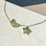Icy A-Grade Natural Light Green Jadeite Moon and Star Bracelet No.190487