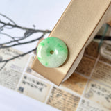 A-Grade Natural Moss on Snow Jadeite Donut Pendant No.220712