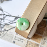 A-Grade Natural Moss on Snow Jadeite Donut Pendant No.220712