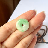 A-Grade Natural Moss on Snow Jadeite Donut Pendant No.220712