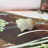 A-Grade Natural White Yellow Jadeite Pig Pendant No.172200