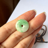 A-Grade Natural Moss on Snow Jadeite Donut Pendant No.220712