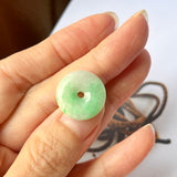 A-Grade Natural Moss on Snow Jadeite Donut Pendant No.220712