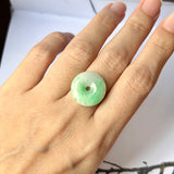A-Grade Natural Moss on Snow Jadeite Donut Pendant No.220712