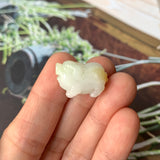 A-Grade Natural White Yellow Jadeite Pig Pendant No.172200