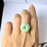 A-Grade Natural Moss on Snow Jadeite Donut Pendant No.220712