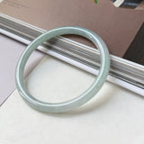 58.3mm A-Grade Natural Light Green Lavender Jadeite Traditional Round Slim Cut Bangle No. 152132