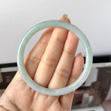 58.3mm A-Grade Natural Light Green Lavender Jadeite Traditional Round Slim Cut Bangle No. 152132