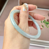 58.3mm A-Grade Natural Light Green Lavender Jadeite Traditional Round Slim Cut Bangle No. 152132