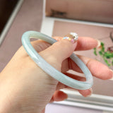 58.3mm A-Grade Natural Light Green Lavender Jadeite Traditional Round Slim Cut Bangle No. 152132