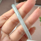 58.3mm A-Grade Natural Light Green Lavender Jadeite Traditional Round Slim Cut Bangle No. 152132
