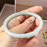 58.3mm A-Grade Natural Light Green Lavender Jadeite Traditional Round Slim Cut Bangle No. 152132