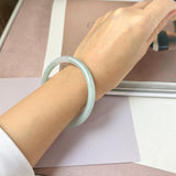 58.3mm A-Grade Natural Light Green Lavender Jadeite Traditional Round Slim Cut Bangle No. 152132