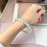 58.3mm A-Grade Natural Light Green Lavender Jadeite Traditional Round Slim Cut Bangle No. 152132