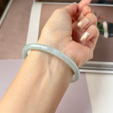 58.3mm A-Grade Natural Light Green Lavender Jadeite Traditional Round Slim Cut Bangle No. 152132