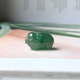 A-Grade Bluish Green Jadeite Pig Pendant No.172202