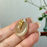 A-Grade Osmanthus Floral Jadeite Donut Pendant (Osmanthus Flower) No.172755