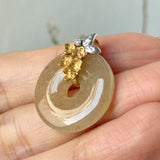 A-Grade Osmanthus Floral Jadeite Donut Pendant (Osmanthus Flower) No.172755