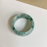 19.5mm A-Grade Natural Bluish Floral Jadeite Ring Band No.161633