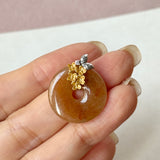 A-Grade Reddish Orange Jadeite Donut Pendant (Osmanthus Flower) No.172756