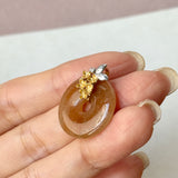A-Grade Reddish Orange Jadeite Donut Pendant (Osmanthus Flower) No.172756