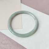 59.5mm A-Grade Natural Light Green Lavender Jadeite Traditional Round Slim Cut Bangle No. 152133