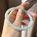 59.5mm A-Grade Natural Light Green Lavender Jadeite Traditional Round Slim Cut Bangle No. 152133