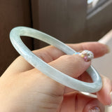 59.5mm A-Grade Natural Light Green Lavender Jadeite Traditional Round Slim Cut Bangle No. 152133