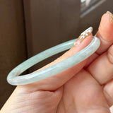 59.5mm A-Grade Natural Light Green Lavender Jadeite Traditional Round Slim Cut Bangle No. 152133