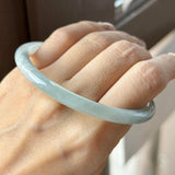 59.5mm A-Grade Natural Light Green Lavender Jadeite Traditional Round Slim Cut Bangle No. 152133