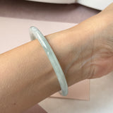 59.5mm A-Grade Natural Light Green Lavender Jadeite Traditional Round Slim Cut Bangle No. 152133