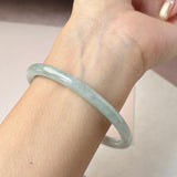 59.5mm A-Grade Natural Light Green Lavender Jadeite Traditional Round Slim Cut Bangle No. 152133