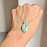 A-Grade Natural Moss On Snow Jadeite Eternity Knot No.8 Pendant No.172285