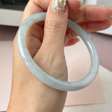 59.6mm A-Grade Natural Light Green Lavender Jadeite Traditional Round Slim Cut Bangle No. 152134