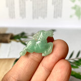 A-Grade Natural Green Jadeite Horse Pendant No.172195