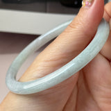 59.6mm A-Grade Natural Light Green Lavender Jadeite Traditional Round Slim Cut Bangle No. 152134