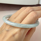 59.6mm A-Grade Natural Light Green Lavender Jadeite Traditional Round Slim Cut Bangle No. 152134