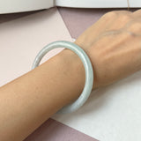 59.6mm A-Grade Natural Light Green Lavender Jadeite Traditional Round Slim Cut Bangle No. 152134