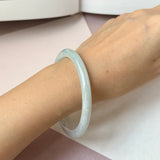 59.6mm A-Grade Natural Light Green Lavender Jadeite Traditional Round Slim Cut Bangle No. 152134