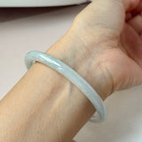 59.6mm A-Grade Natural Light Green Lavender Jadeite Traditional Round Slim Cut Bangle No. 152134