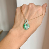 A-Grade Natural Moss On Snow Jadeite Eternity Knot No.8 Pendant No.172588