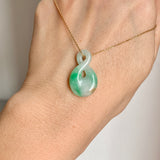 A-Grade Natural Moss On Snow Jadeite Eternity Knot No.8 Pendant No.172588