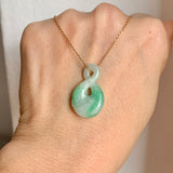 A-Grade Natural Moss On Snow Jadeite Eternity Knot No.8 Pendant No.172588