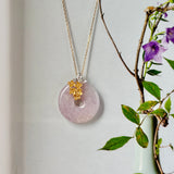 A-Grade Lavender Jadeite Donut Pendant (Osmanthus Flower) No.172758