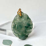 SOLD OUT: A-Grade Floral Jadeite Buddha's Hand Bat Pendant No.600114
